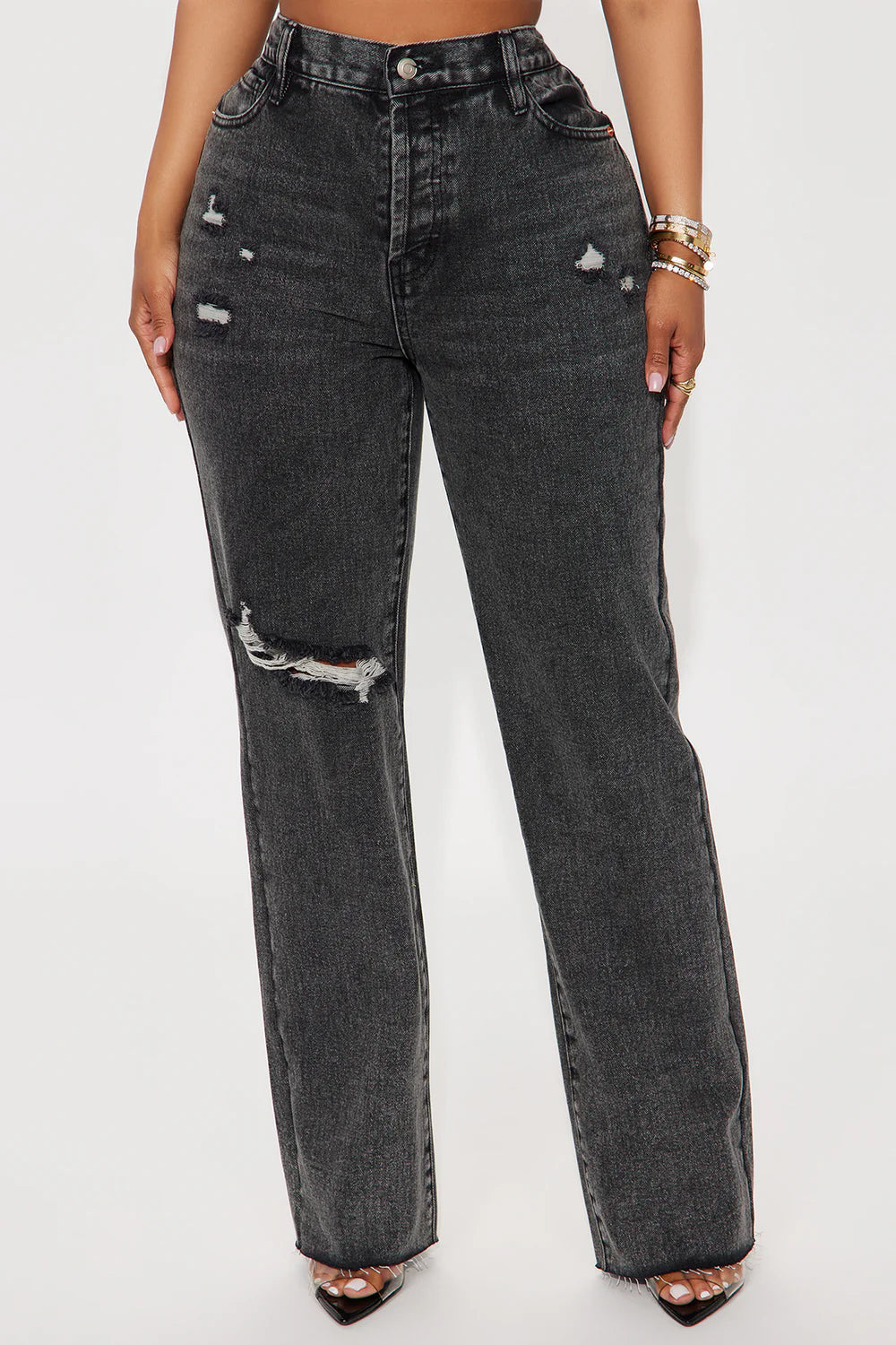 Jeans Fashion Nova gris Mom
